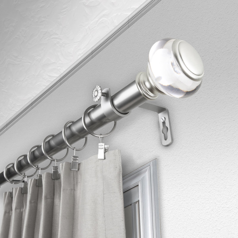 Tringle à rideaux simple réglable 1 po Lorna, H 2,5 po x l 84 po x P 3,63 po, Nickel satiné