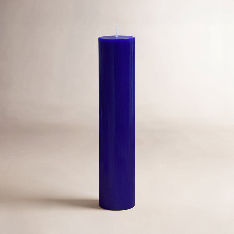 Oliva Unscented Pillar Candle, Blue, 1, 9" H x 2" W x 2" D
