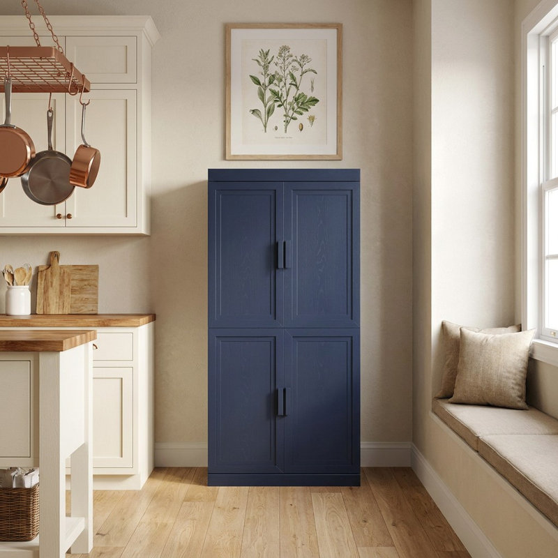 Gershwin Accent Storage Cabinet, Dark Blue, 31" H × 62" W × 16" D