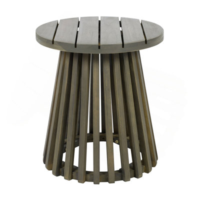 Outdoor Acacia Wood Patio Side Table, Round Coffee Table For Backyard, Lawn, Balcony