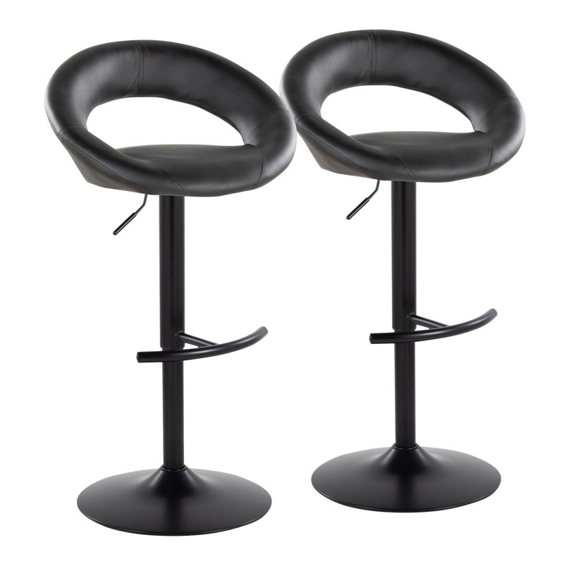 Tabourets de bar réglables Poppy, Noir, Noir