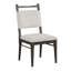 Chaises de salle à manger contemporaines en noyer foncé recouvertes de tissu à 100% de conception moderne à 2 pièces