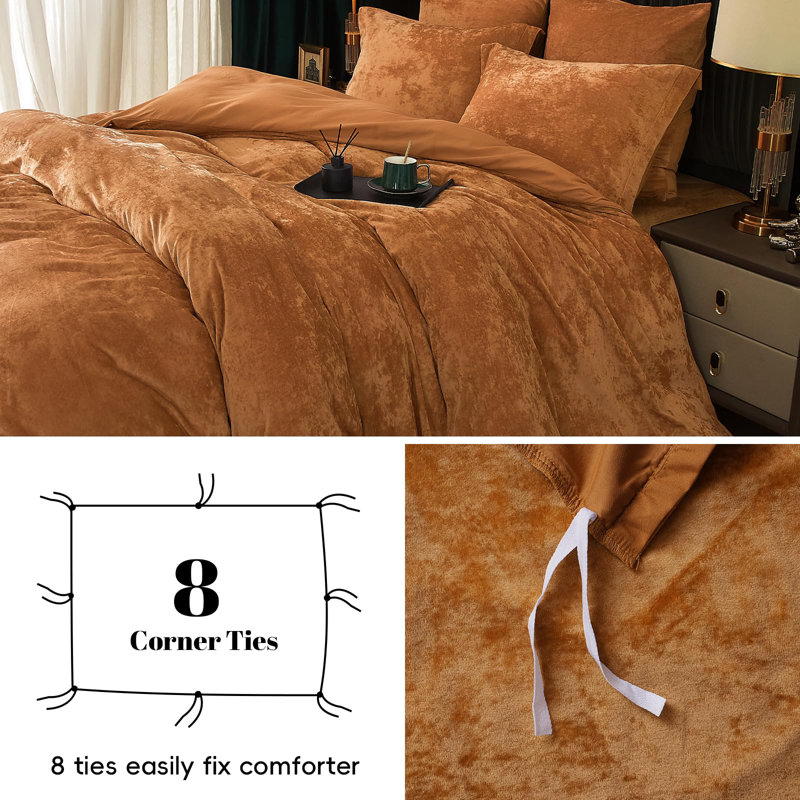 PHF Truly Velvet Duvet Cover Set, 3pcs Ultra Soft Breathable Comforter Cover Set, Luxury Cozy Flannel Duvet Cover with Pillow Shams Bedding Collection