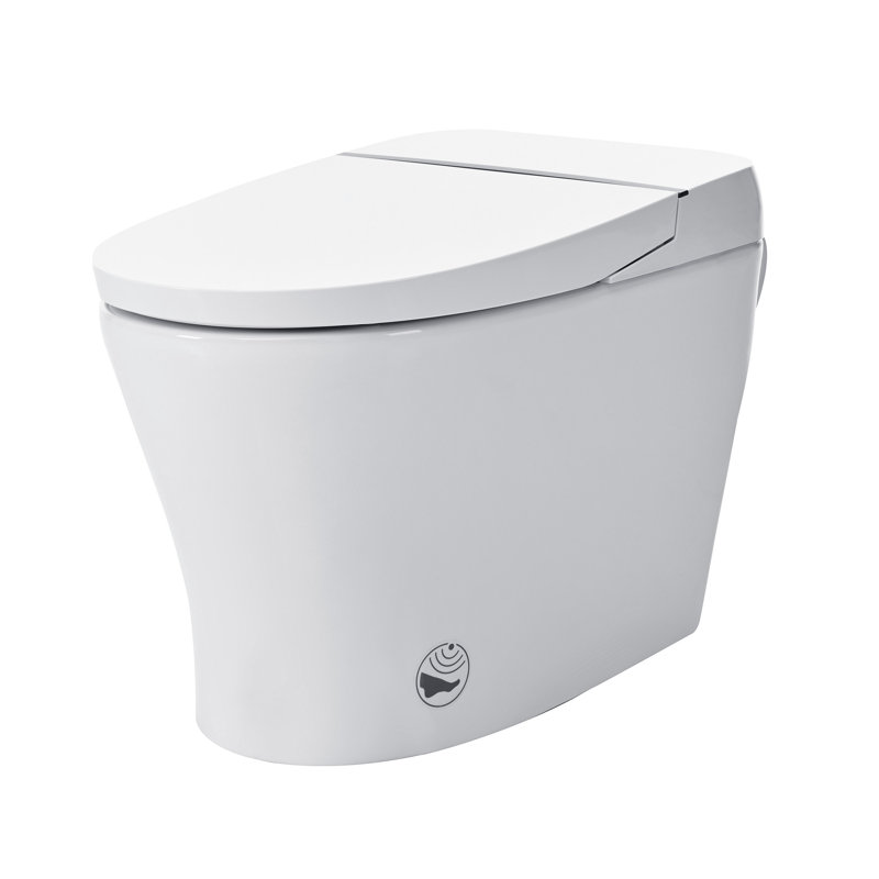 PineLn Smart Toilet Bidet Dual Flush Toilet 1/1.28 GPF,Foot Sensor Flush,Night Light,Self-Cleaning Nozzle