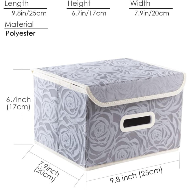 Stackable Storage Boxes With Lids [5-Pack] Fabric Decorative Storage Bins Cubes Organizer Containers Baskets With Cover Handles Divider For Bedroom Closet Living Room