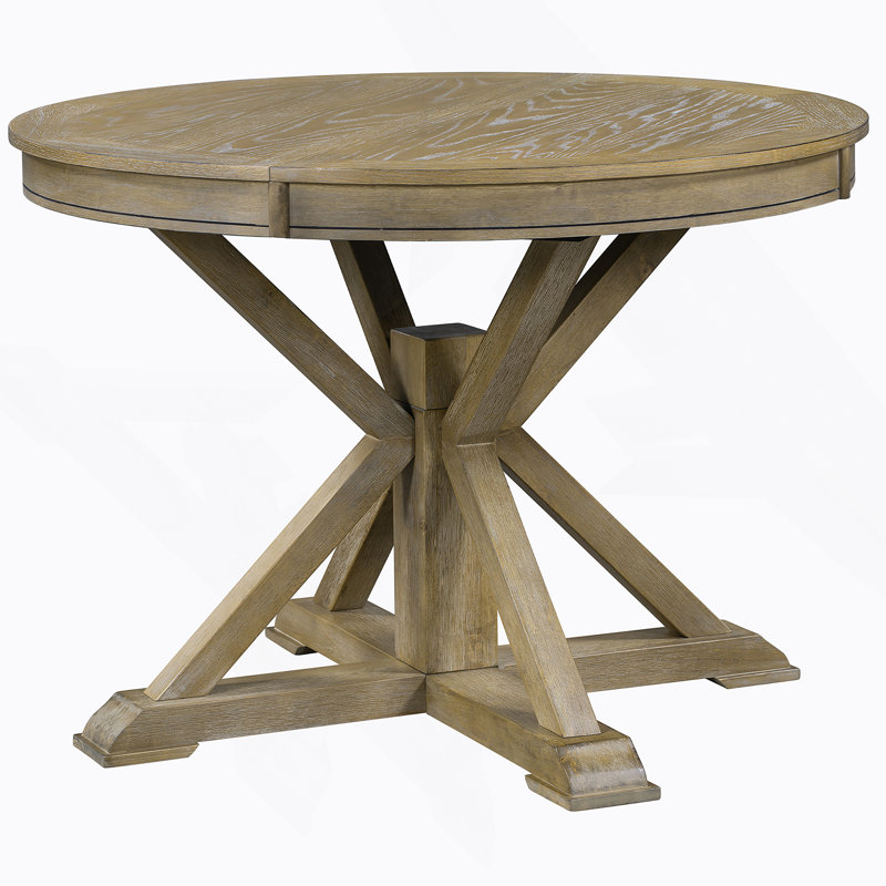 Table de salle à manger extensible fonctionnelle avec rallonge pour la salle à manger et le salon, Bois naturel délavé