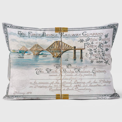 Invitation Card for the Official Opening of the Forth Bridge 1890 - National Railway Museum Cushion