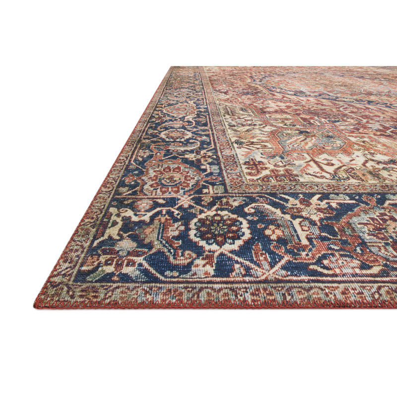 Tapis oriental rouge / bleu marine, Rectangle 5 pi x 7 pi 6 po