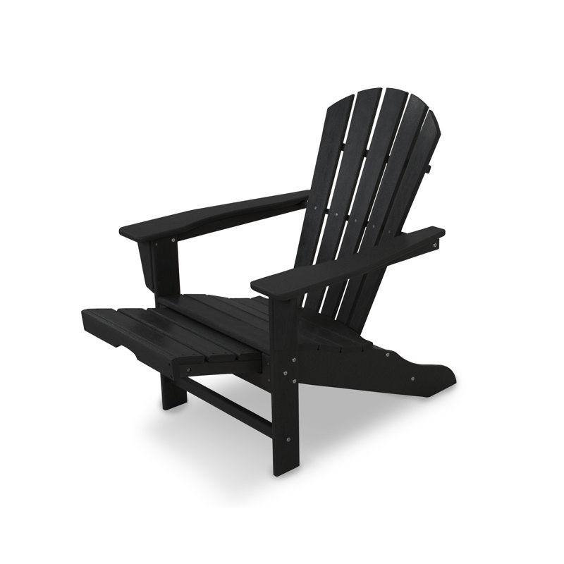 POLYWOOD Palm Coast Ultimate Adirondack with Hideaway Ottoman, Black