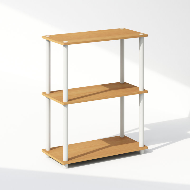 Présentoir compact à 3 niveaux Furinno Turn-N-Tube, étagère, bibliothèque, hêtre, Hêtre / blanc