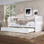 Lit plateforme simple avec tiroirs et lit gigogne, lit de jour en bois massif, sans sommier, blanc-397258891