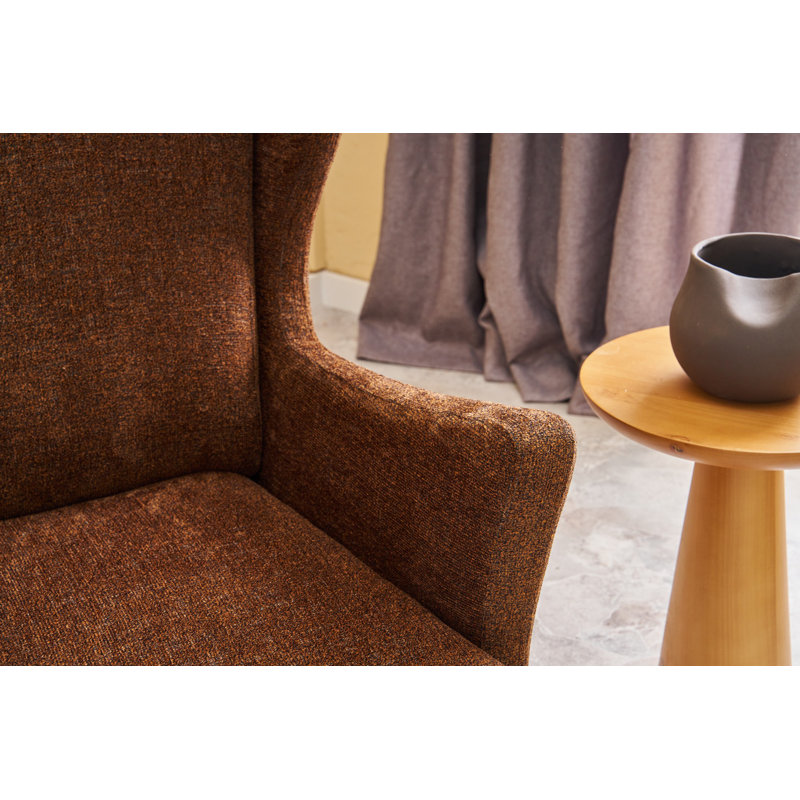 Fauteuil à oreilles, Mélange de polyester brun Nampreet
