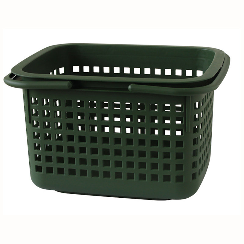 Hachiman Plastic Laundry Basket with Handles, Medium (25 cm x 35 cm x 42 cm), Dark Green