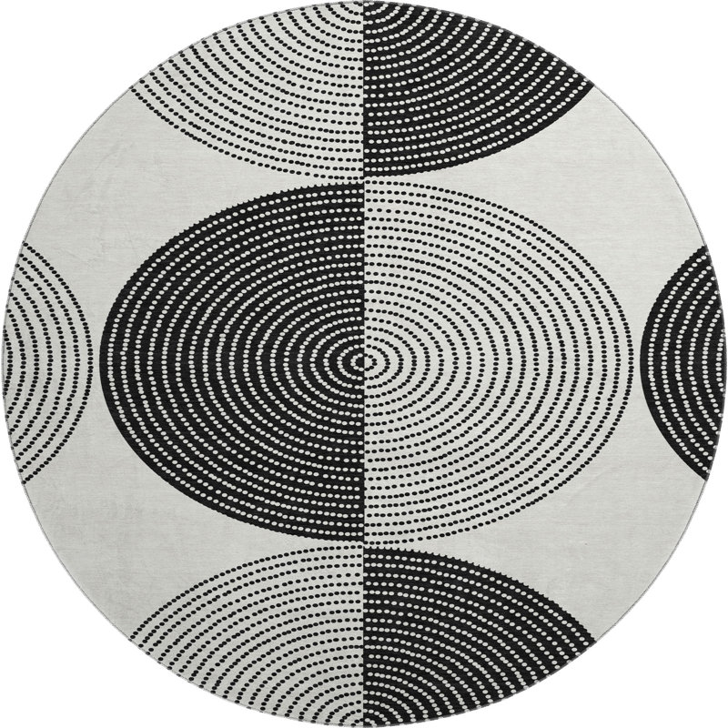 Premium Machine Washable Mayfield AMF2275 Geometric Rug, Ivory, 8' Round
