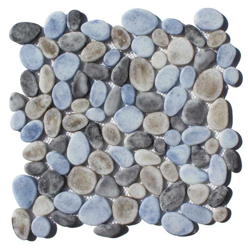 12" x 12" Glass Rock Wall Tile, Gray/Beige
