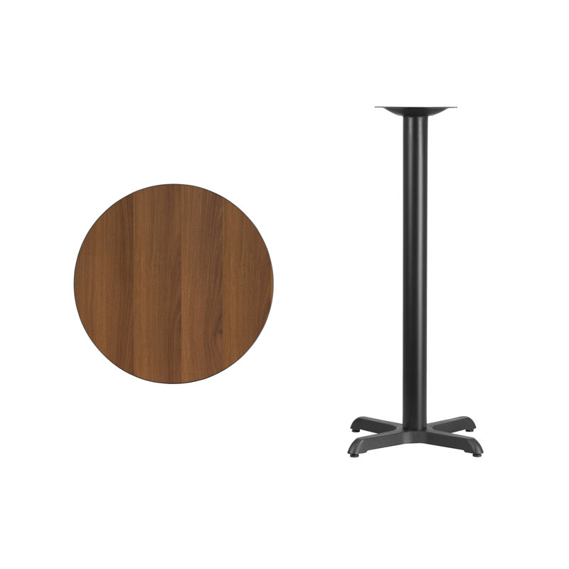 Plateau de table rond en stratifié Carrus, H 43,13 po x l 24 po x P 24 po, Noyer