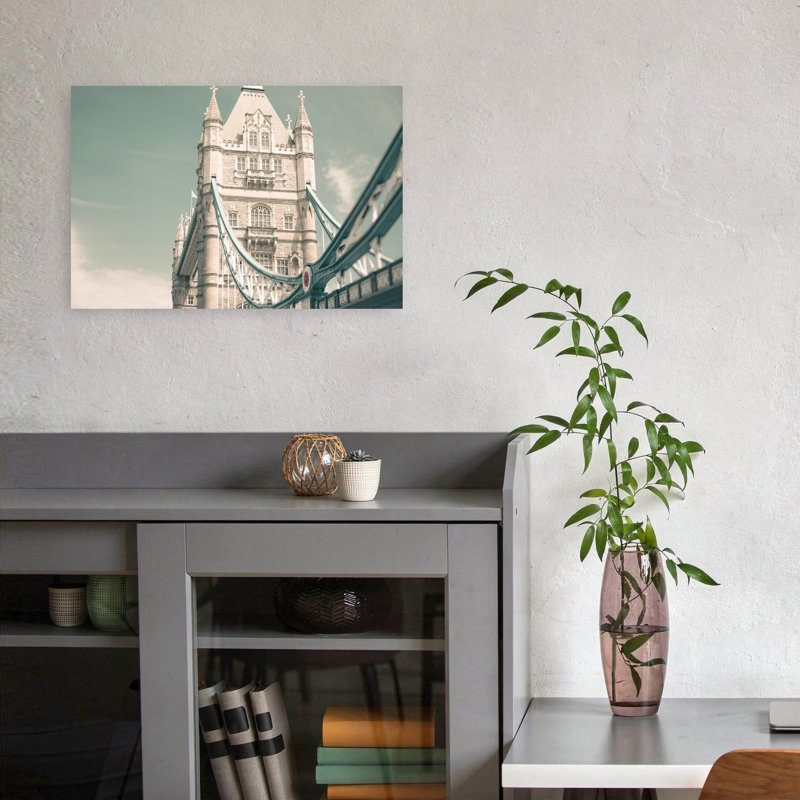 Superbe affiche murale vintage abstraite du Tower Bridge de Londres, H 12 po x l 18 po