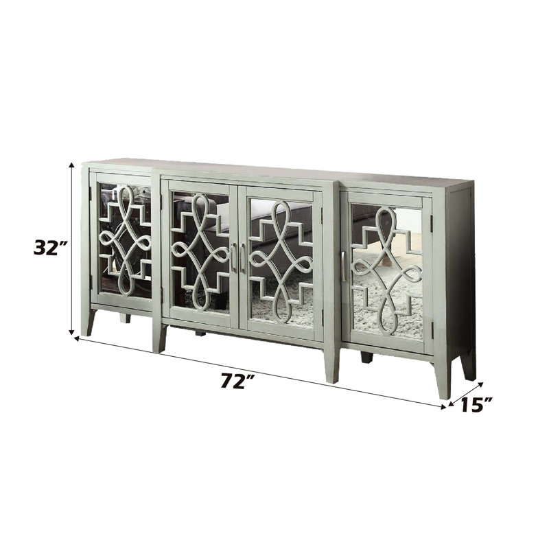 Cabinet gris antique avec 4 portes et tablettes de rangement intérieures pour une utilisation polyvalente