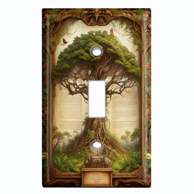 Couvercle de plaque d'interrupteur en métal; Bascule à 1 taille US standard - arbre de conte de fées
