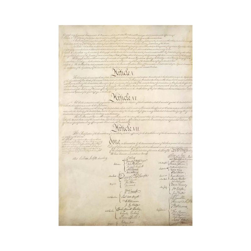 The Constitution Document Signatures 1 Piece Wrapped Canvas Wall Art, 20.32 cm H x 30.48 cm W