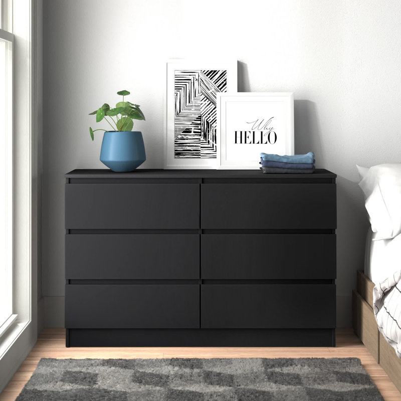Braunstein 6 Drawer Chest Of Drawers, Black