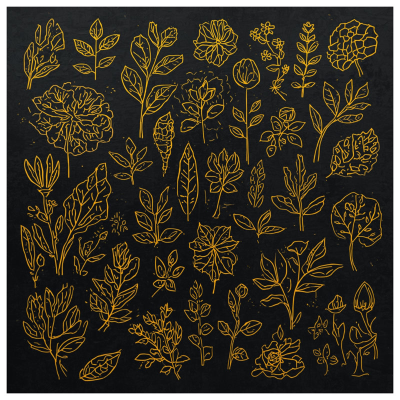Housses de couette Golden Botanical Illustration, Lit simple