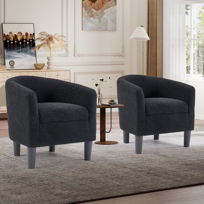 Ensemble de 2 chaises d'appoint en tonneau rembourrées 25,2 po Classic, Noir