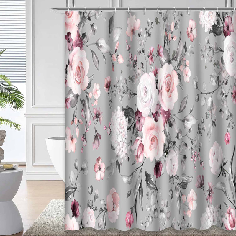 Tissu de papier peint à motif floral avec 12 crochets, L 72 po x l 84 po