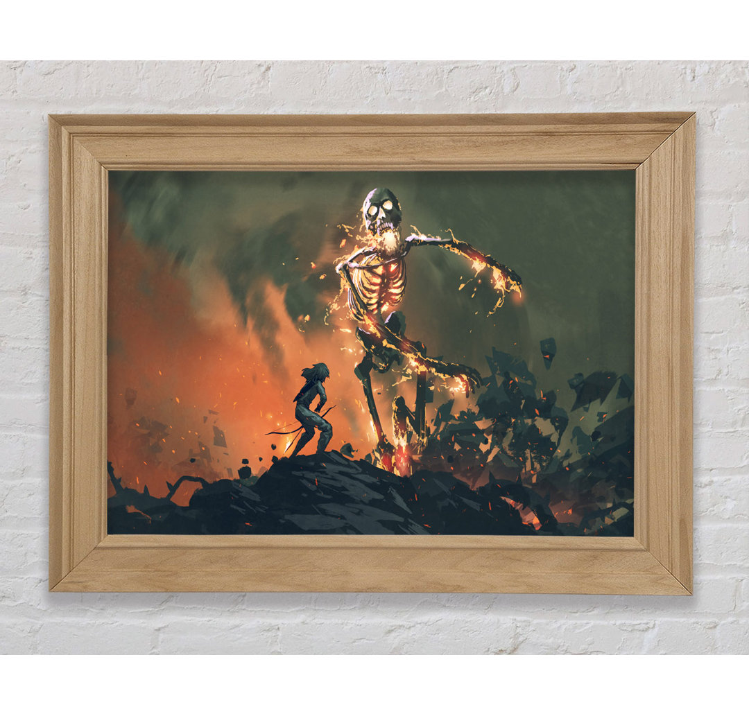 Battling The Fire Skull Man - Einzelner Bilderrahmen Kunstdrucke