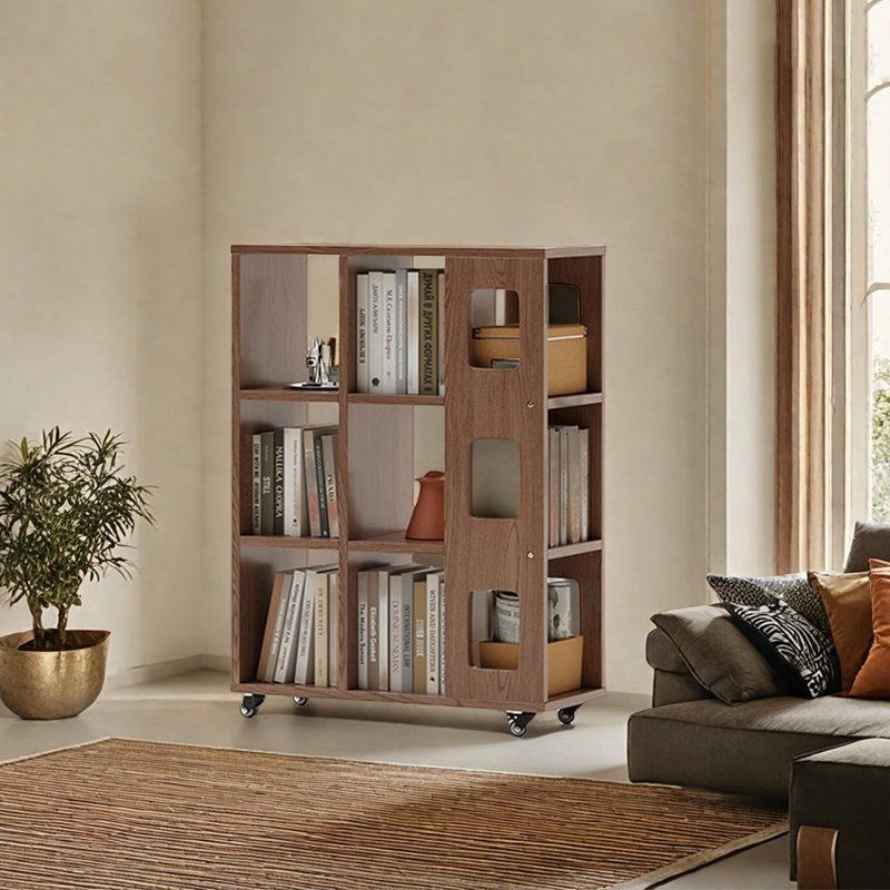Bibliothèque simple de style italien, (3 tablettes) H 41,93 po x l 29,13 po x P 11,81 po, Marron foncé