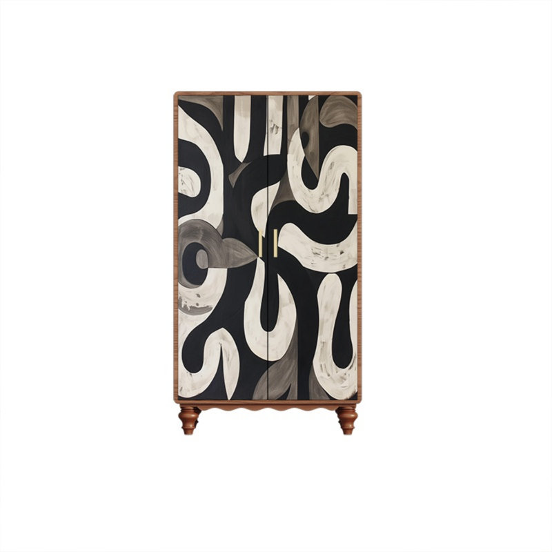 Garde-robe moderne pour chambre double, Noyer / noir