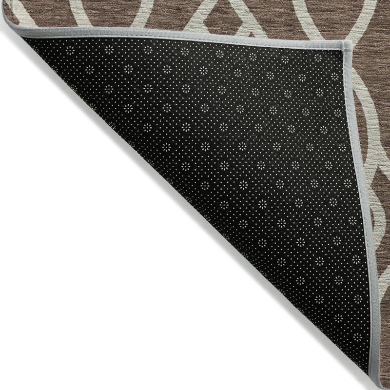 Tapis extérieur lavable en treillis chocolat et ivoire 3 pi x 5 pi