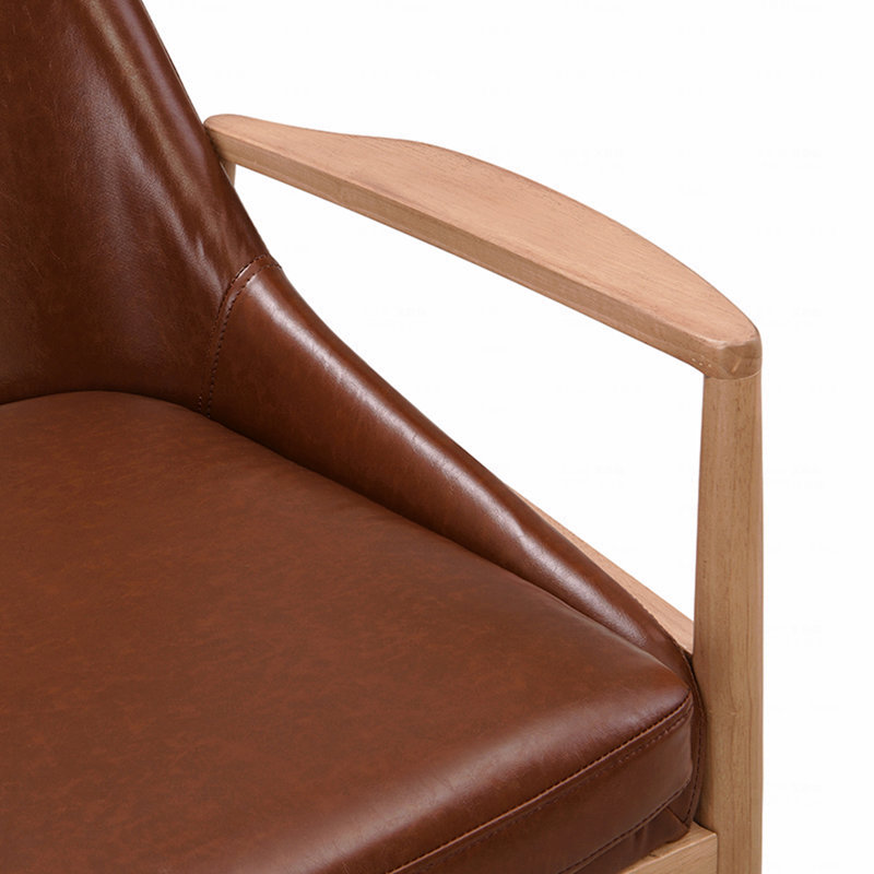 Fauteuil d'appoint rembourré en similicuir de polyuréthane, fauteuil d'appoint de style moderne Mid-Century avec structure en bois massif, fauteuil de lecture avec dossier haut pour le salon