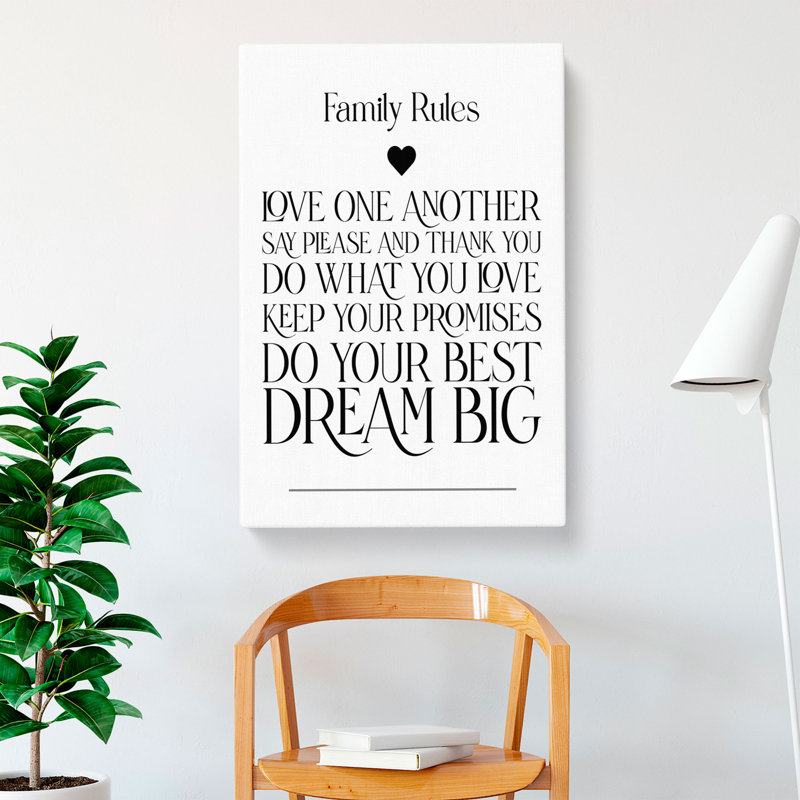 Family Rules V2 - Wrapped Canvas, 91cm H x 60cm W x 3cm D