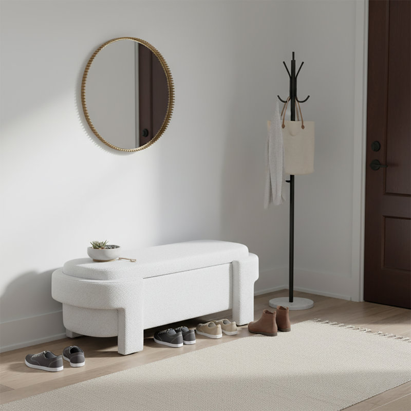Banc de rangement rembourré Classic, Blanc