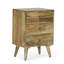 Table de chevet 3 pièces en bois de manguier fabriquée à la main avec allure géométrique faite de beauté et de rangement