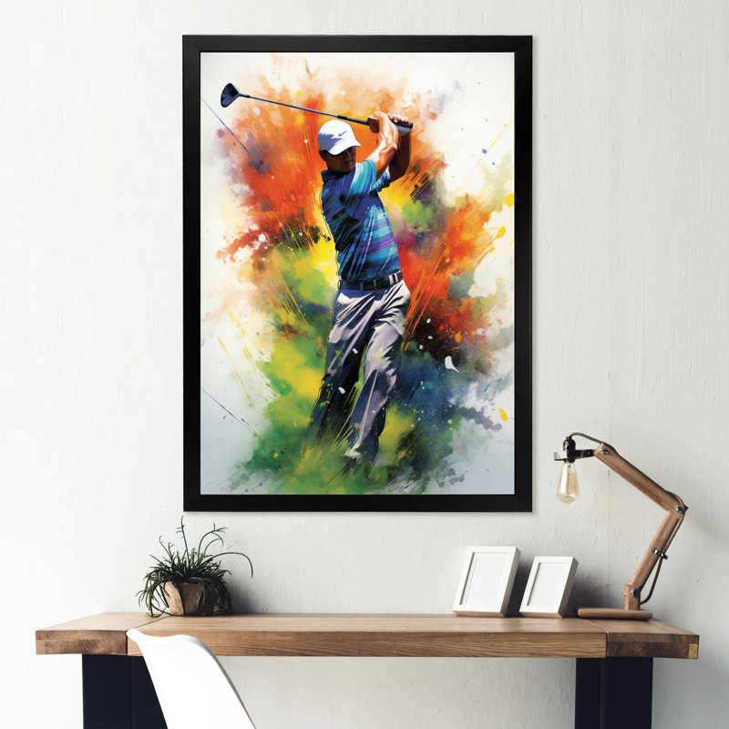 Konan Golf Dynamic Drives I - Art mural golf, H 32 po x l 24 po x P 1 po, Cadre photo noir