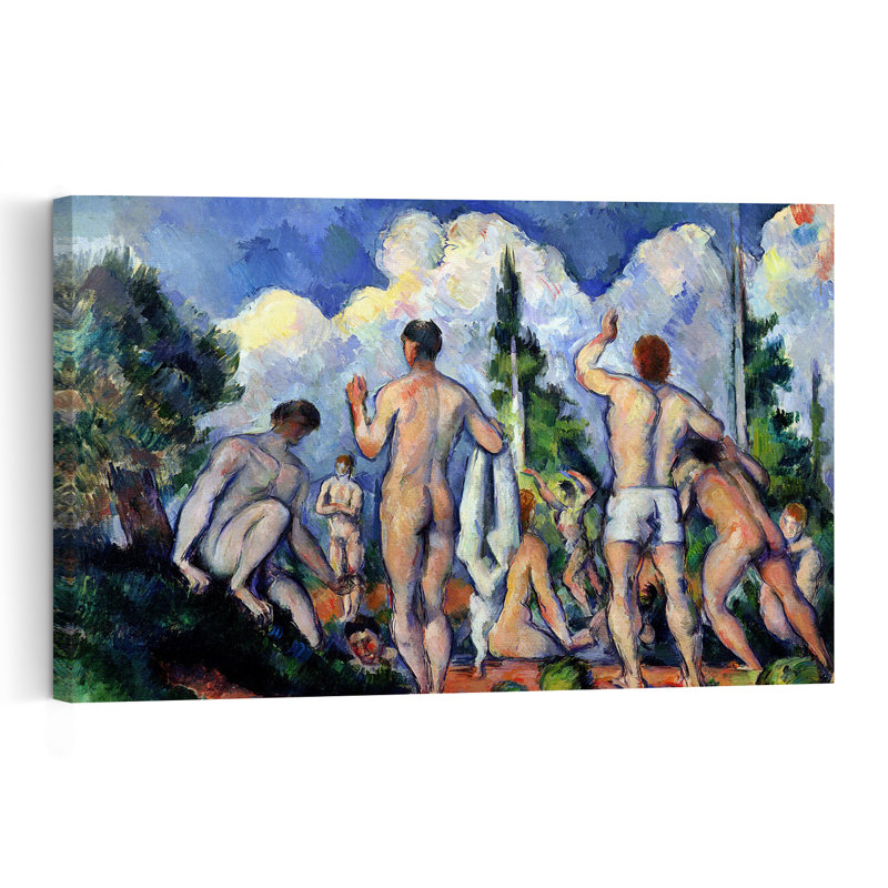 Les Baigneuses, vers 1890-1892. Estampe murale abstraite contemporaine représentant un paysage naturel., H 32 po x l 48 po