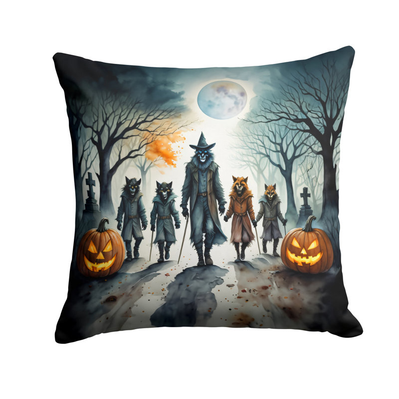 Coussin décoratif intérieur / extérieur en polyester More / Spooky More Spooky Halloween, 18 po x 18 po