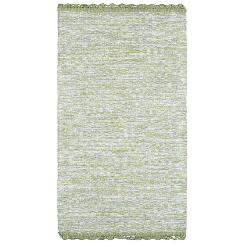 Tapis de couleur unie en coton tissé à la main Mohnton, Rectangulaire 3 pi x 5 pi