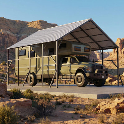 Ensemble d'abri de voiture en métal 20 x 20 pi, avec une pente de 120 °