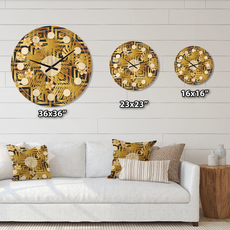 Horloge murale moderne moderne en bois doré, Petit