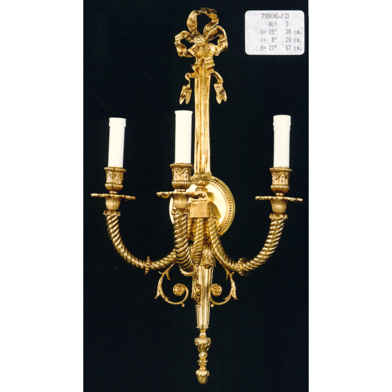 Casted Candle Wall Light, French Gold, 60cm H x 43cm W x 23cm D