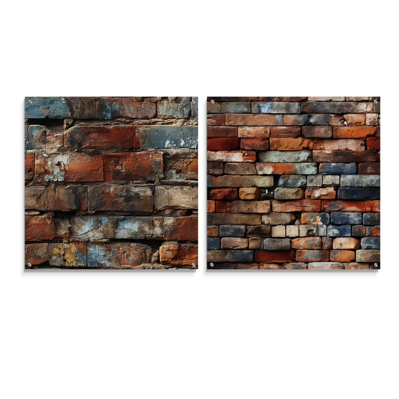 Andreoni - Ensemble de 2 peintures murales abstraites en acrylique, H 16 po x l 33 po