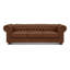 Canapé Chesterfield classique en similicuir brun avec structure en bois massif