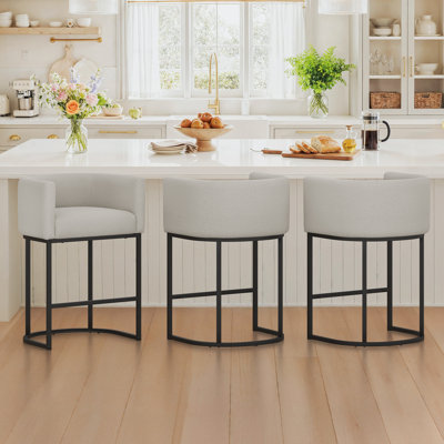 Jessica 26" Upholstered Counter Stool with Metal Frame