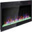 60 Inch Recessed Ultra Thin Tempered Glass Front Wall Mounted Electric Fireplace With Remote And Multi Color Flame & Emberbed, LED Light Heater