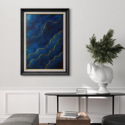 Œuvre encadrée de qualité supérieure - reproduction abstraite rétro pour décoration de salon - 26 po x 36 po