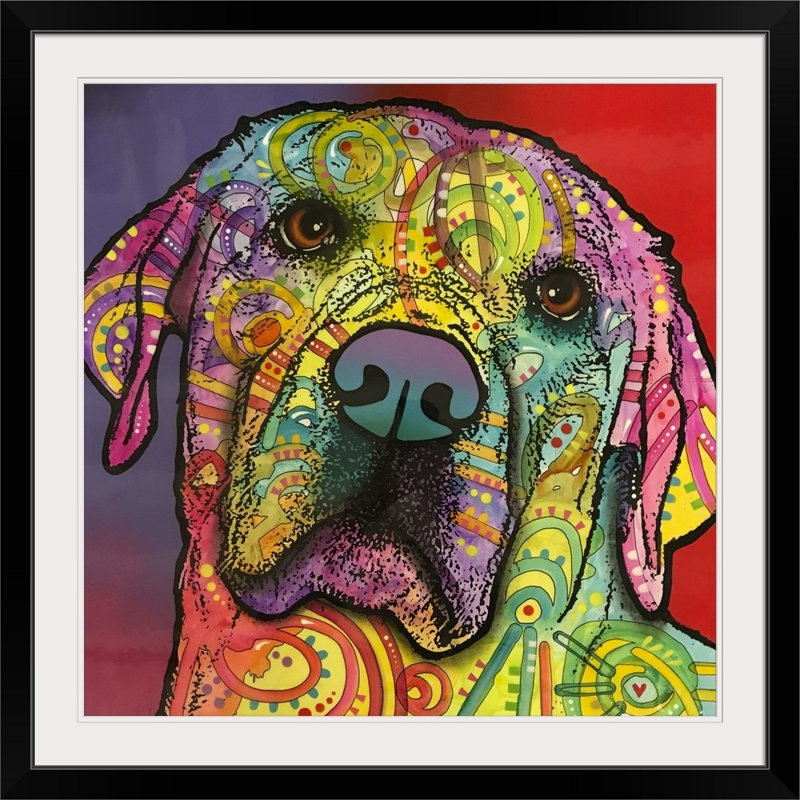 " Starry Lab " by Dean Russo, Black Framed, 38" H x 38" W x 1" D