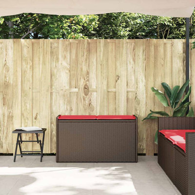  Banc de rangement pour patio avec coussin en rotin de poly 39,4 po brun